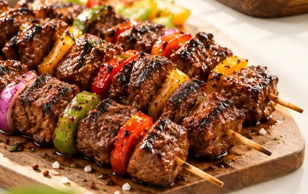 Brochette de bœuf grillée aux poivrons